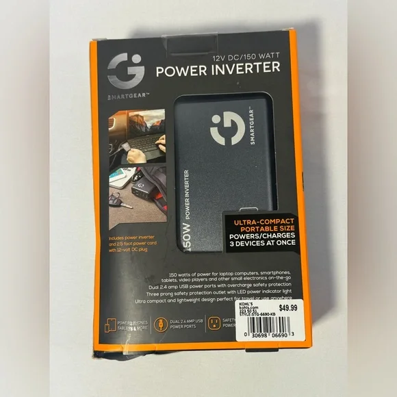 Smart Gear 12V DC/ 150 Watt Power Inverter Compact Portable NEW in Box - Picture 4 of 9